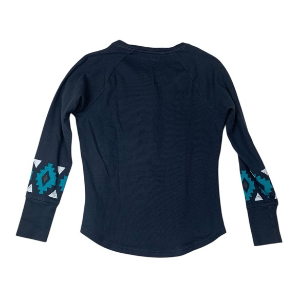 Ariat size small long sleeve Henley navy Aztec western rodeo cowgirl - Picture 9 of 9